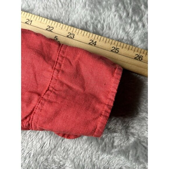 Brora Shirt Mens Large Coral Orange Linen Button Up Coastal Beach Colorful L - Picture 10 of 12